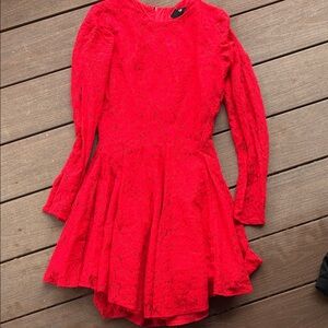 H&M Red Long Sleeve Lace Dress